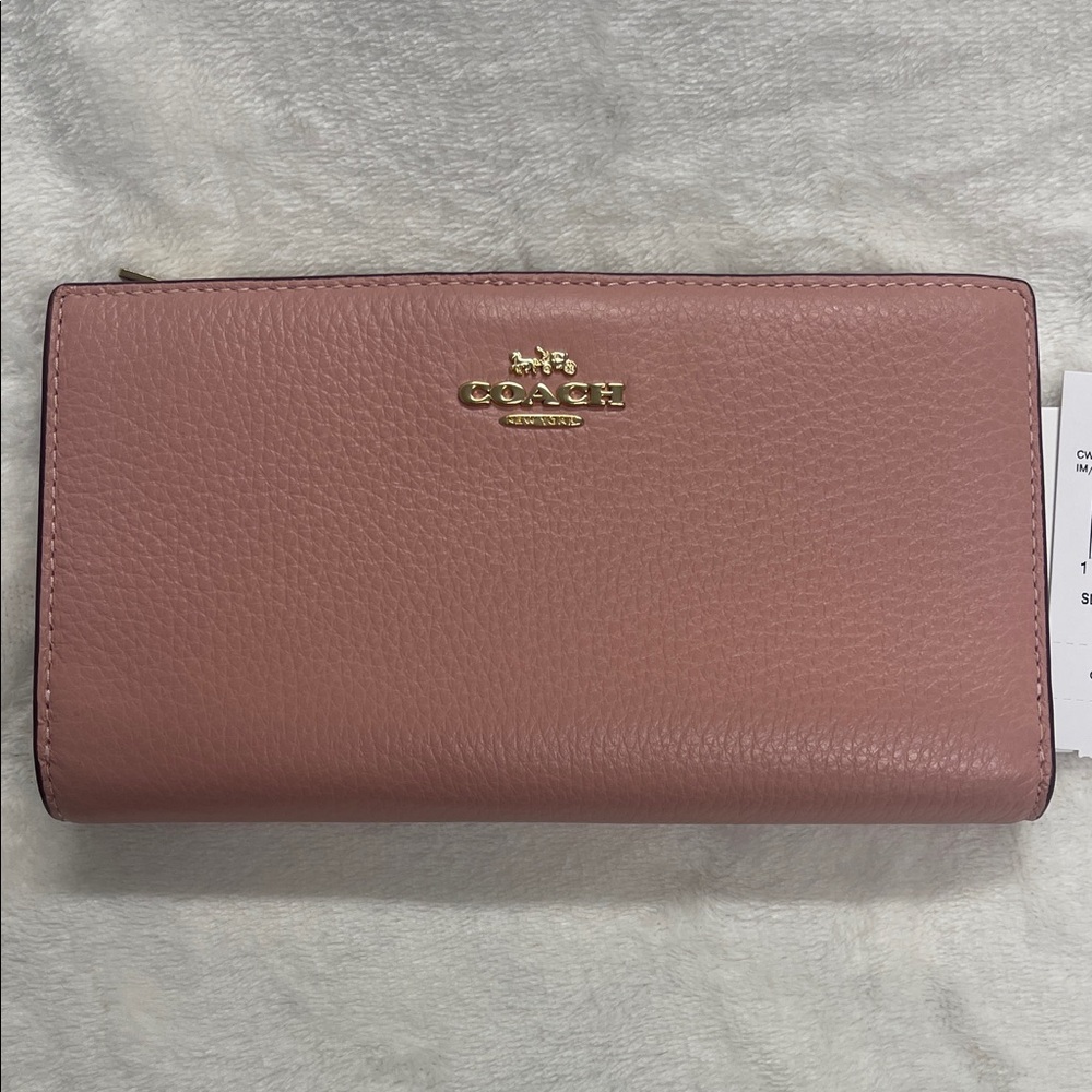 Coach Pink Leather Slim Zip Wallet